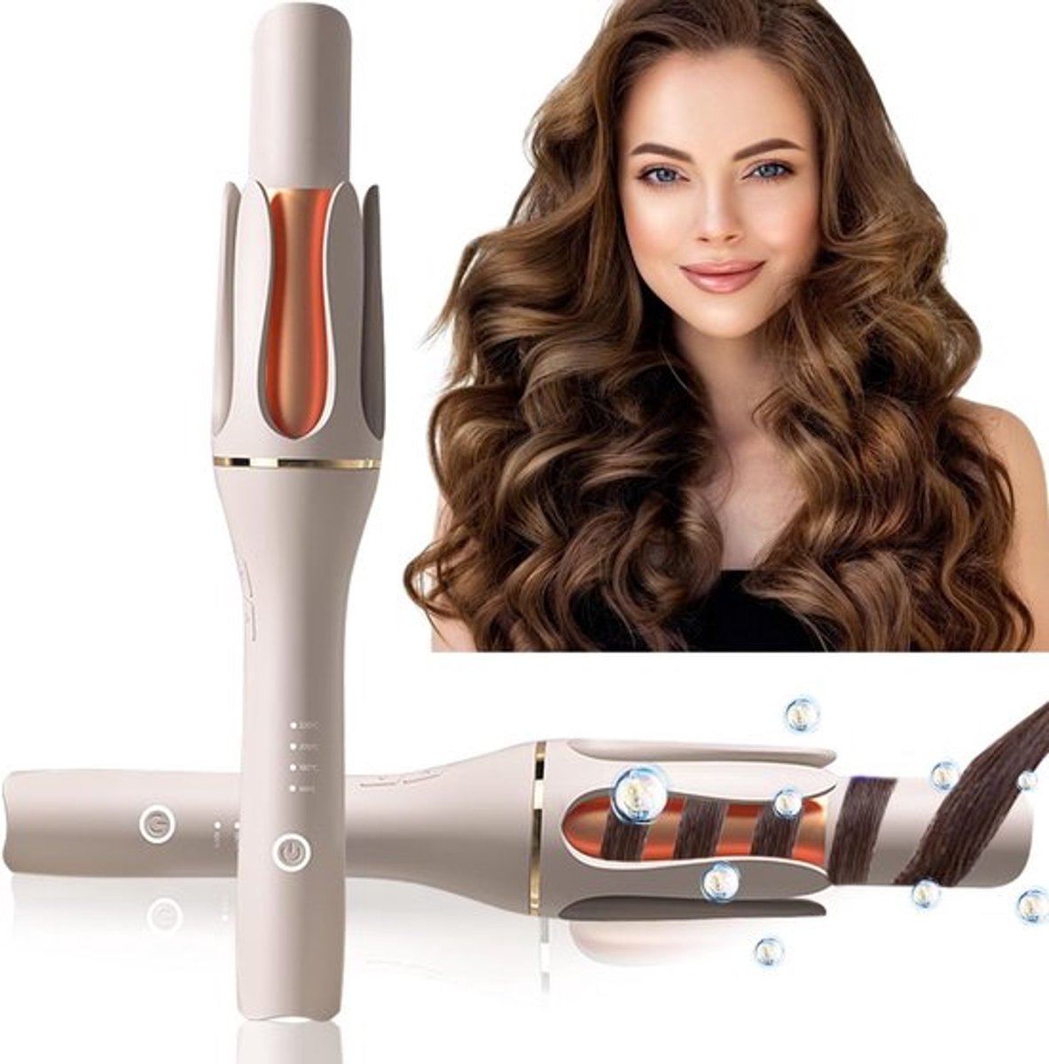 Automatische Krultang - 4 temperatuurstanden - Grote krulcilinder van 2,5 cm - Keramische Krultang - Curling Iron - Golvenkrultang - Krulborstel Roterend - Anti-verbranding - Haarkrultang - Haarkruller Automatisch - Wave Krultang - Goud