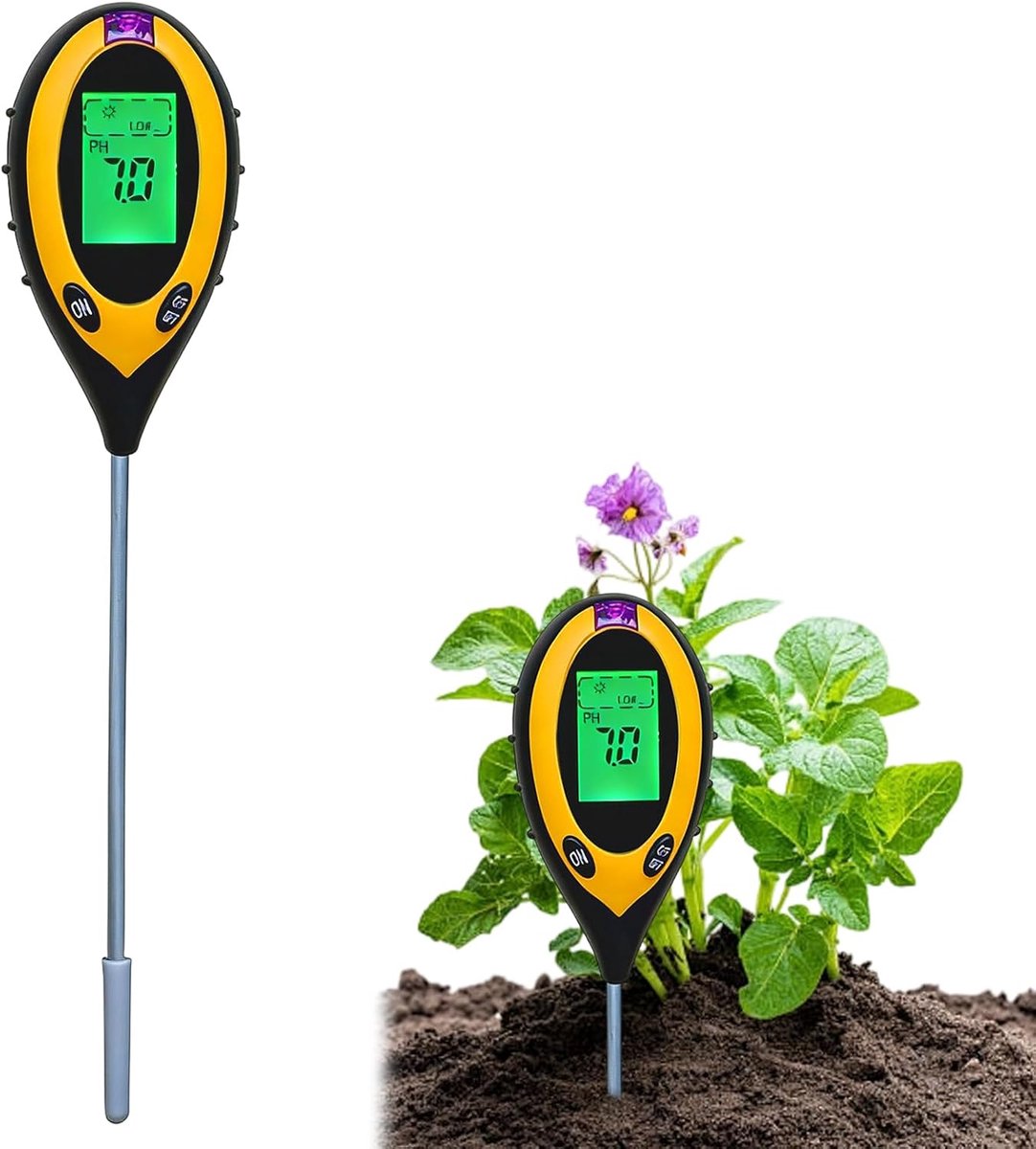 Soil pH meter - digitale plantenvochtmeter - 4 in 1 functie - ideaal voor tuinieren - ShopVlot