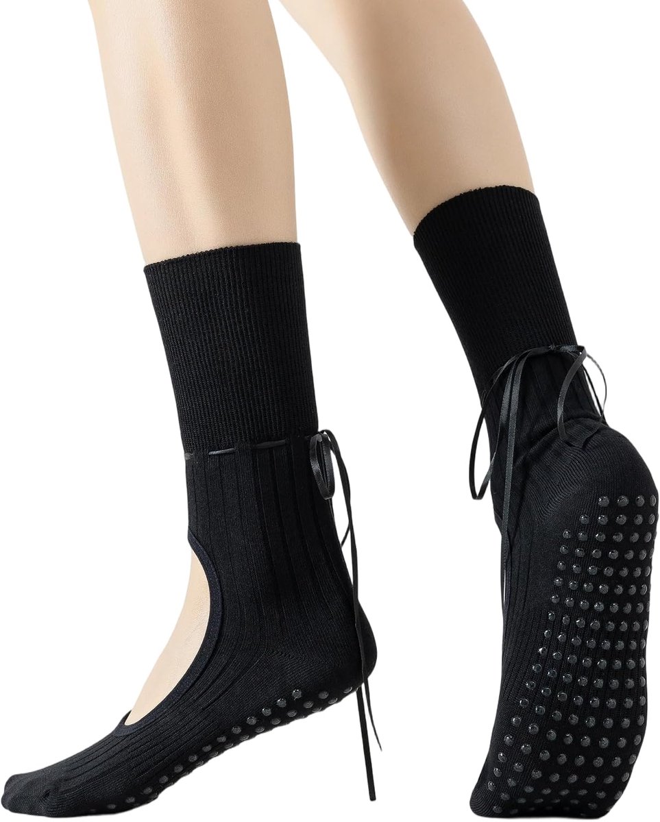 Pilates sokken met strik voor vrouwen - antislip - comfort en stijl - perfect voor yoga - ShopVlot
