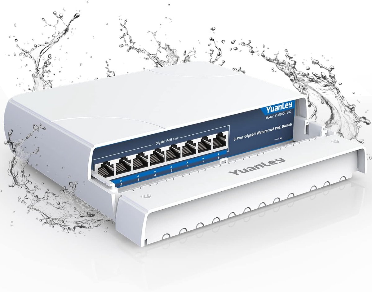 PoE Switch 8-poorts - Gigabit 1000Mbps - Waterdicht voor Buiten - Ideaal voor PoE Apparatuur - ShopVlot