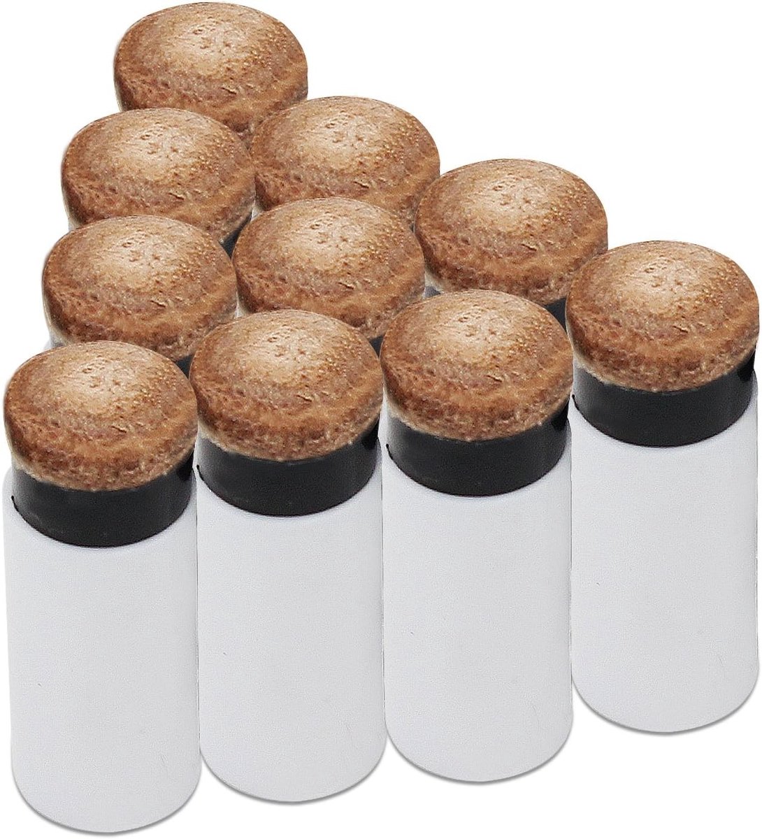 12mm Vervangende Billiard Tips voor Poolstokken - 10 Stuks Bruine Schroef Tips met Beschermhoezen voor Optimale Grip en Precisie