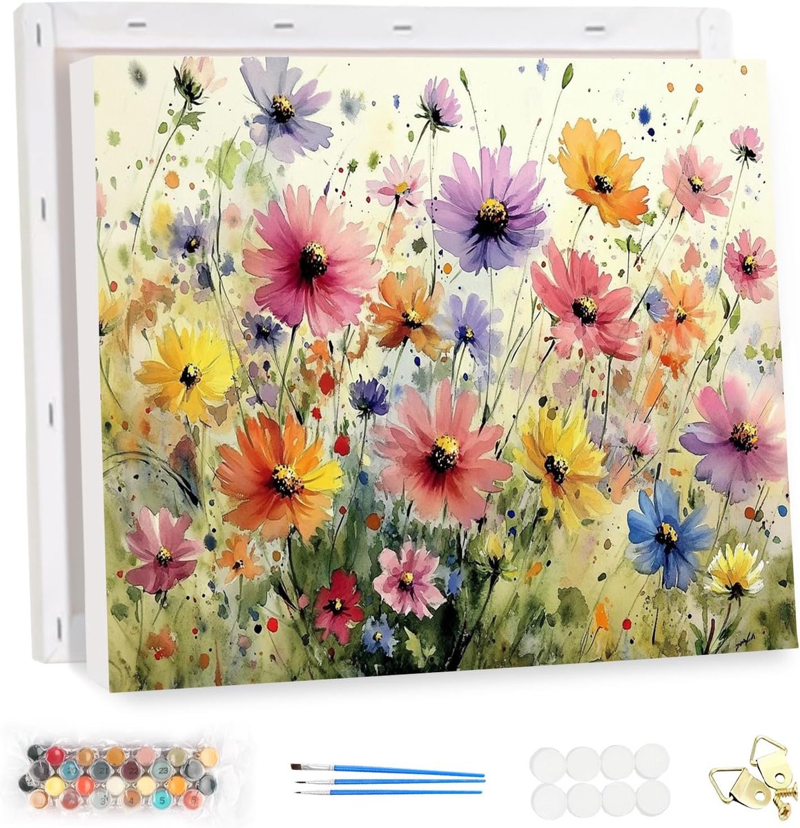 Paint by Numbers Kit 40x30cm - Ink Stijl Bloem - Inclusief lijst en acrylverf - Creatieve hobby voor thuis - ShopVlot