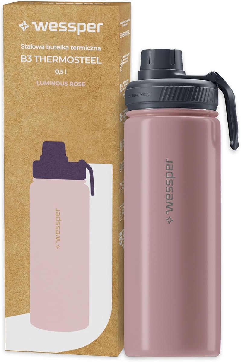 Drinkfles Roestvrij Staal 500ml - Lekvrije Thermosfles - Dubbelwandig en Elegant - Ideaal voor Sport en School - ShopVlot