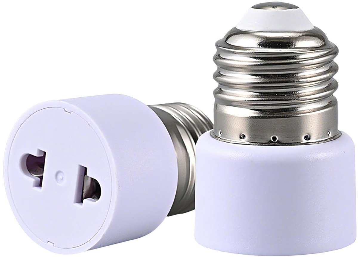 Pack of 2 E27 Lamp Socket Converter Bulb Socket Adapter E27 Screw On Socket for Porch Garage Camera Patio 2 Pin White - ShopVlot