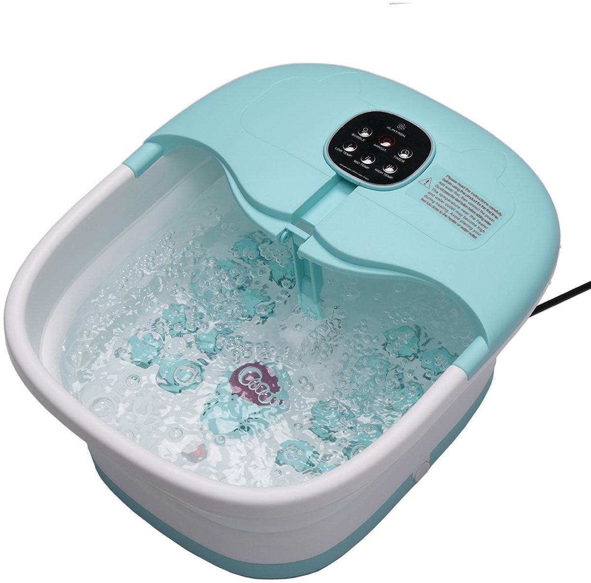 Slimtron FB02 Elektrisch Voetenbad – Verwarming, Bubbels en Massagerollers – Blauw