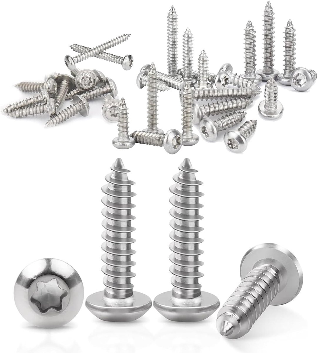 Set van 100 Zelftappende Houtschroeven RVS M3 x 20mm Torx A2 V2A Volledige Draad voor Houtbewerking en Klussen