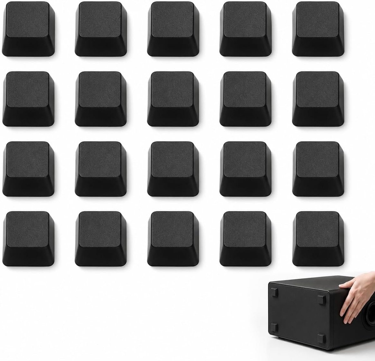 20 stuks zelfklevende rubberen voetjes, 20 x 20 x 8 mm (trapezium), zwart, schokdempende buffers voor meubels, deur - ShopVlot