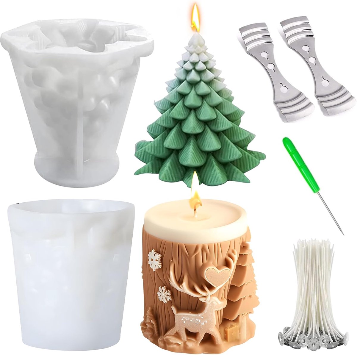 Candles Molds Silicone Silicone Molds Casting Molds Christmas, Candles Self Making Set Candle Moulds Round Candles - ShopVlot