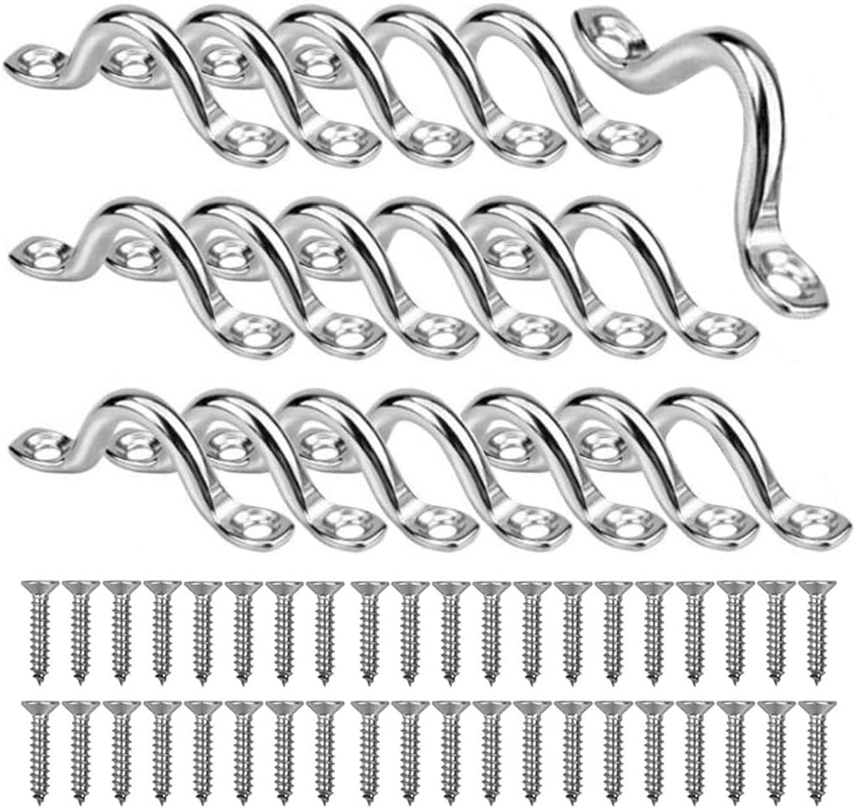 Set of 20 M5 fender eyes, stainless steel, pad eye, eye plates, cover plate with screws - ShopVlot