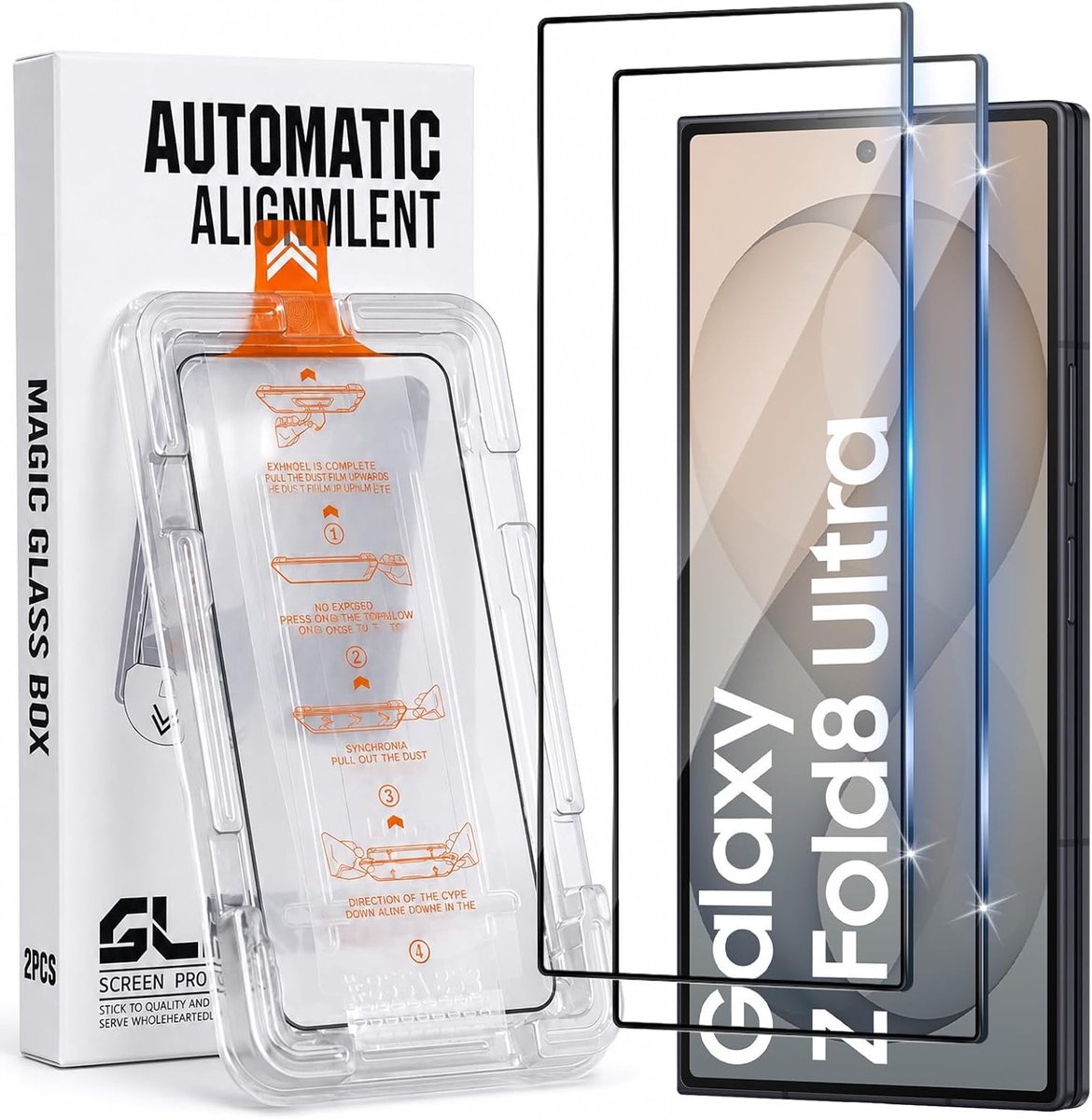 2 x displaybeschermfolie voor Samsung Galaxy Z Flod 8 Ultra /Flod8 Ultra5G, [zelforiënting] gehard glas, hardheid 9H - ShopVlot