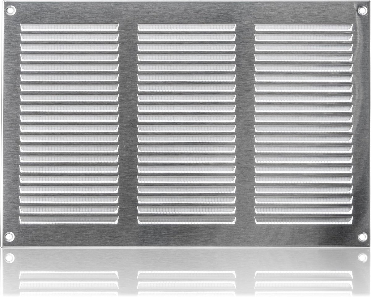 Ventilatierooster met Gaas - Roestvrij rooster - Efficiënte ventilatie - Insectenwering - 300x200mm - Metaal