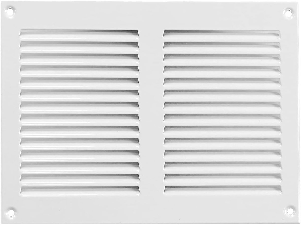 200x150mm White Steel Ventilation Grille with Mosquito Mesh - Metal Ventilation Grilles - ShopVlot