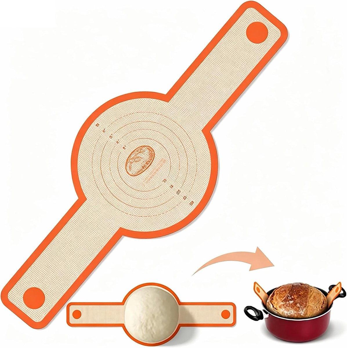 Ronde Silicone Brood Sling voor Nederlandse Oven Non Stick Mat met Handvatten - ShopVlot