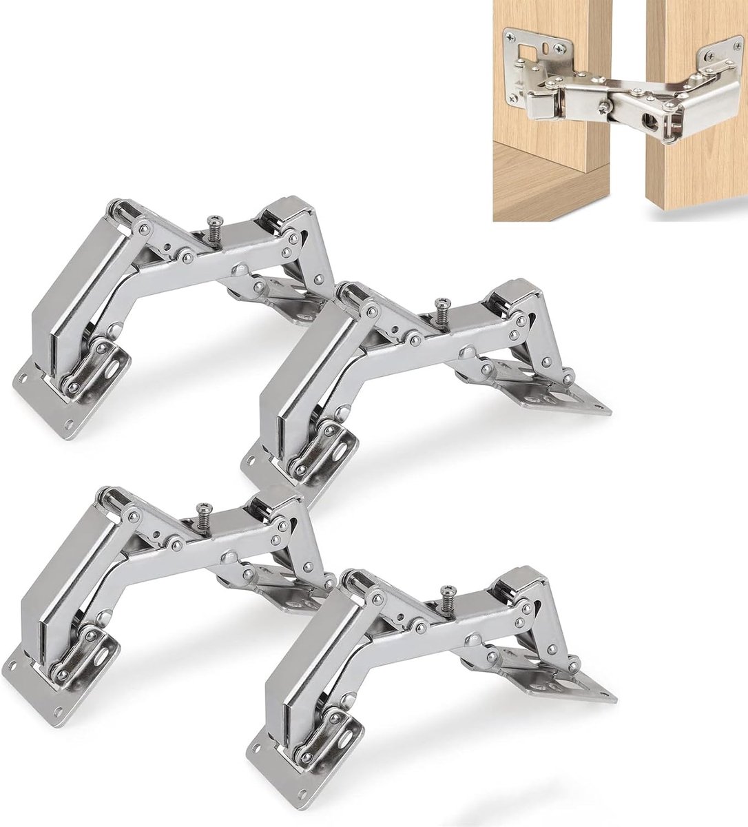 4 Pcs No Pre-Drilling Cabinet Hinges, 175 Degree Soft Close Hinges, Hinges, Cabinet Door with Hinge Screws, with - ShopVlot