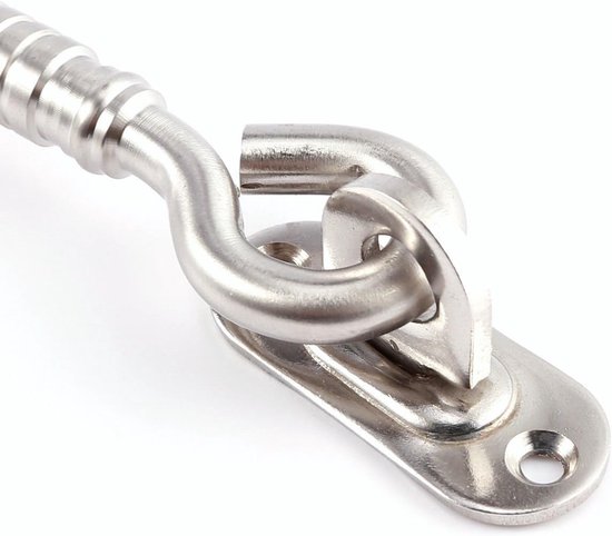byou Cabin Hook, Hook and Eye Stainless Steel Holder Multi-Purpose for Shed Gate Garage Door Windows Cabin 8inch - ShopVlot — afbeelding 3