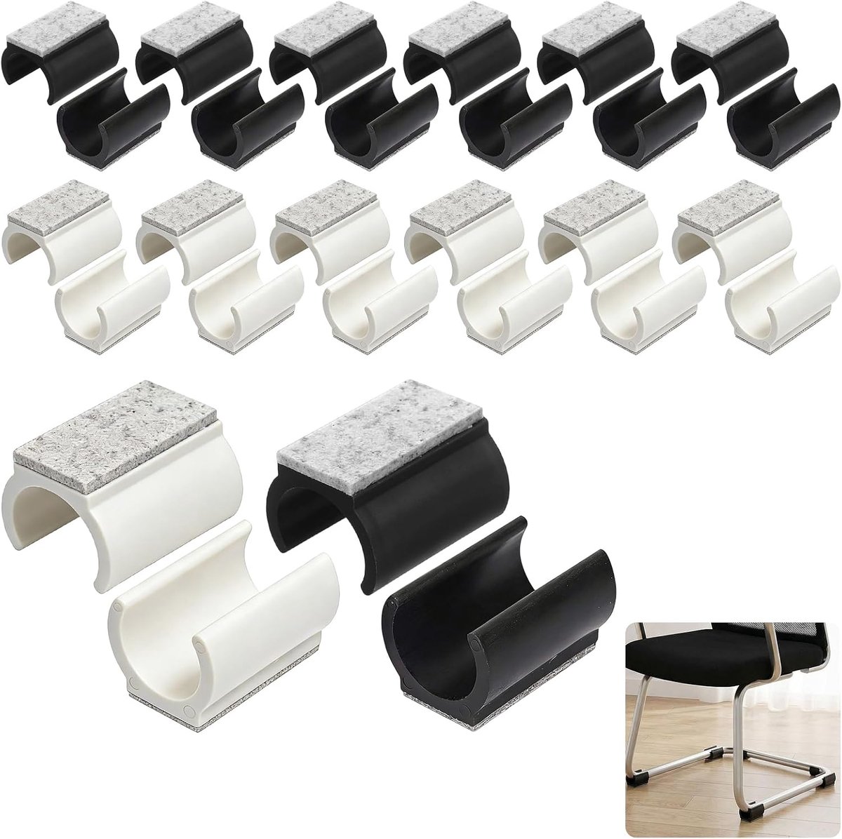 24 Pcs Chair Legs Tips Caps with Felt Pads, U Shape Chair Tube Floor Protectors, Furniture Protector Foot Glides - ShopVlot