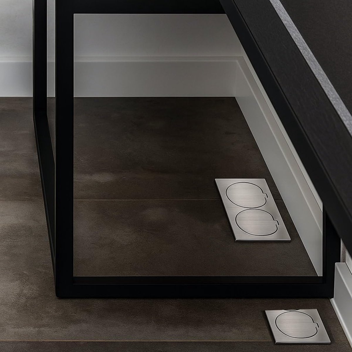 Stainless steel double socket, floor socket IP55, hinged lid, plug terminal, type E, French - ShopVlot