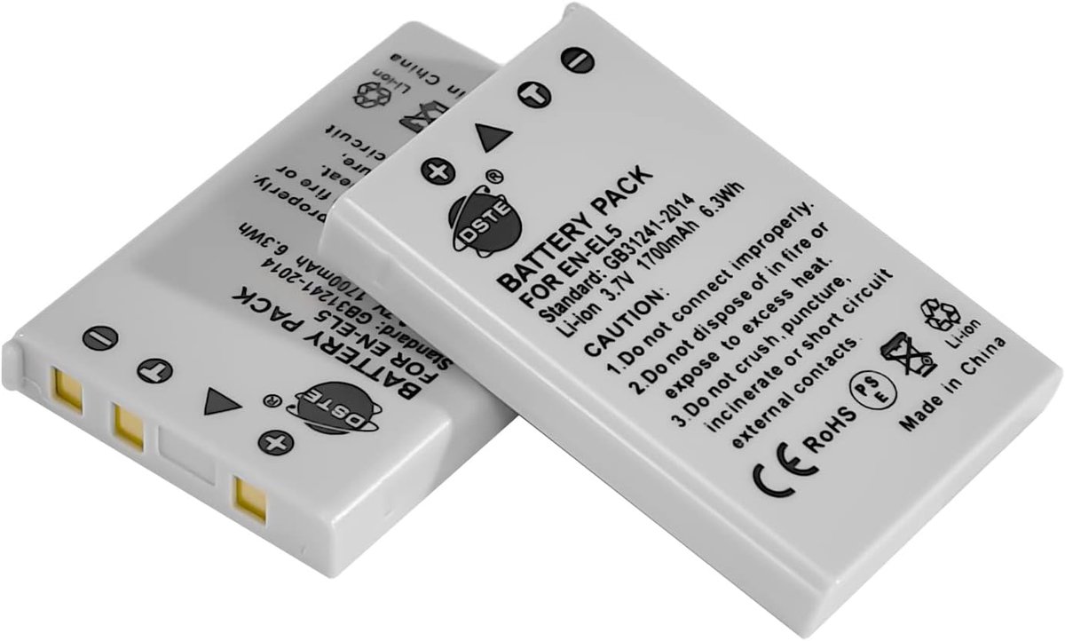 DSTE 2-Pack EN-EL5 ENEL5 Replacement Battery Compatible with Nikon Coolpix P80, P90, P100, P500, P510, P520, P530 - ShopVlot