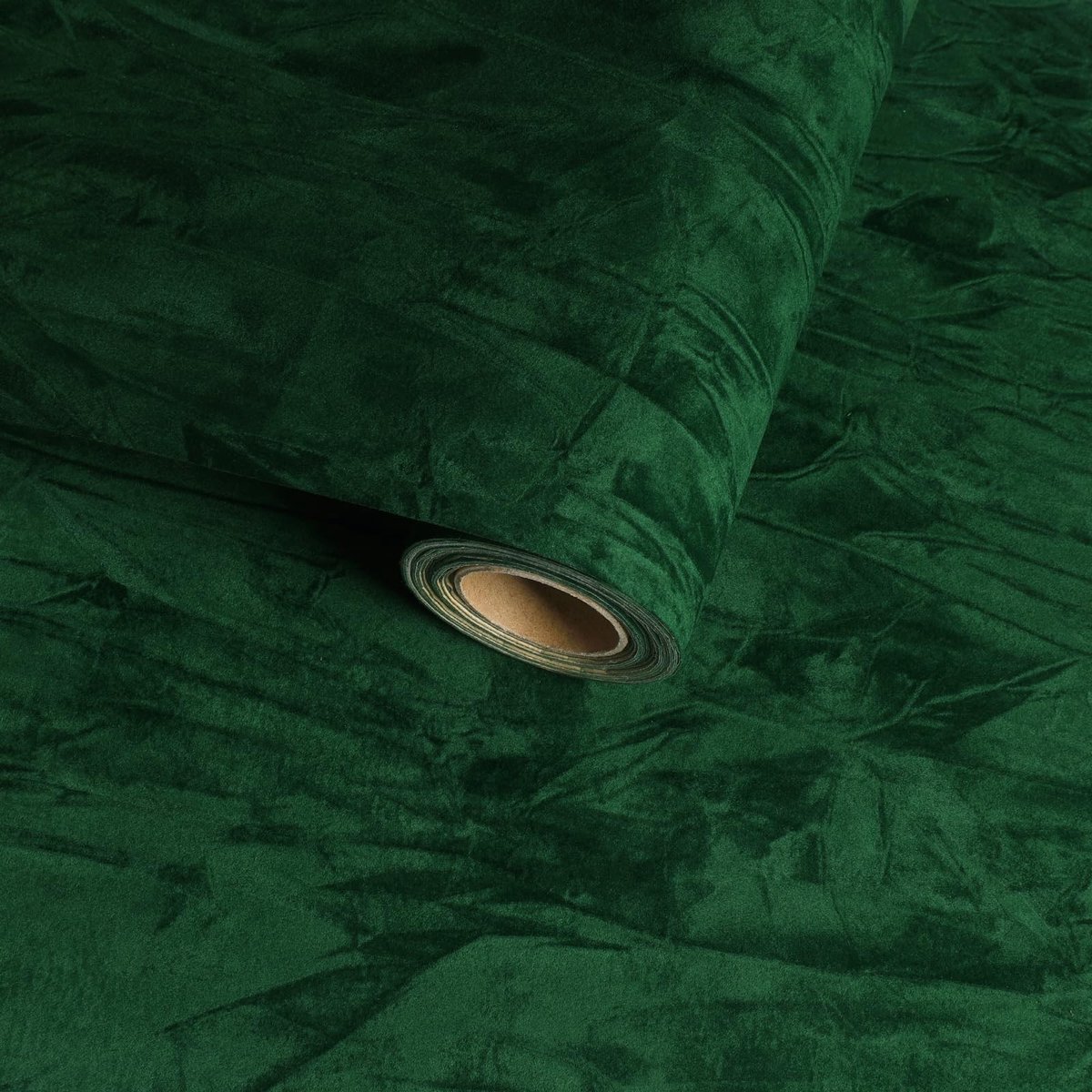 Solidchoice - Zelfklevend Smaragdgroen Fluwelen Behang 30cm x 300cm