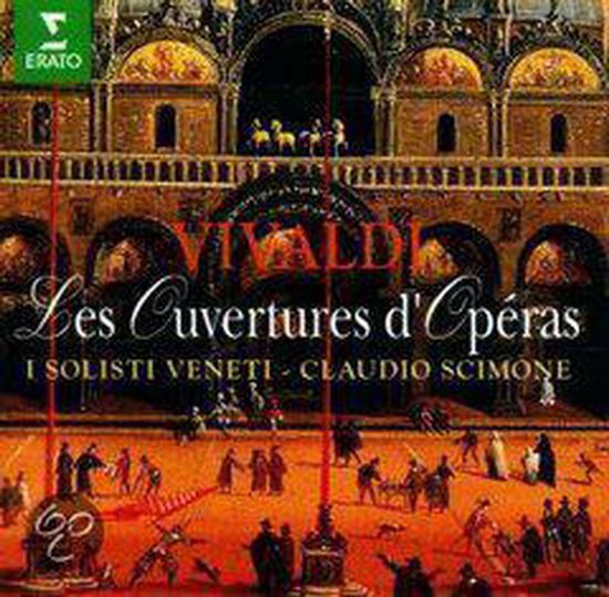 CD hoes met 'Vivaldi Les Ouvertures d'Opéras' en artwork van een drukke scène.