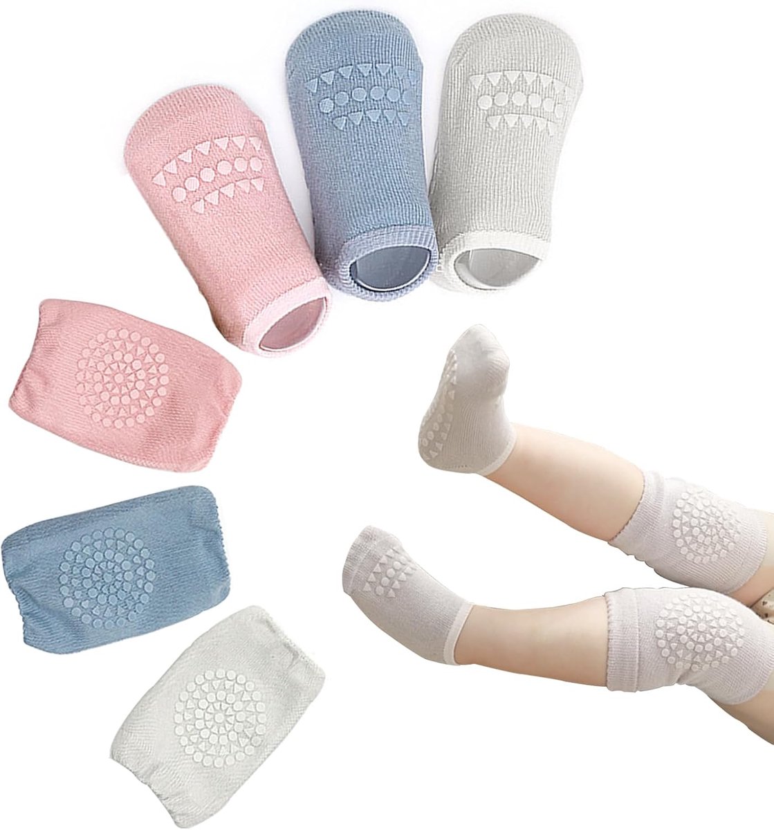 Gateo Baby Knee Pads, 5 Pairs, Non-Slip Baby Knee Pads for Toddlers, Unisex Knee Pads, Non-Slip Knee Pads for Babies - ShopVlot