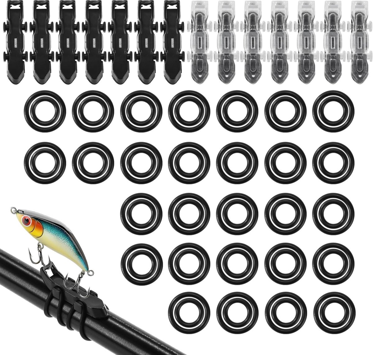 Solidchoice - 14 Stuks Magnetische Haakjes voor Vissen met Rubberen Ringen