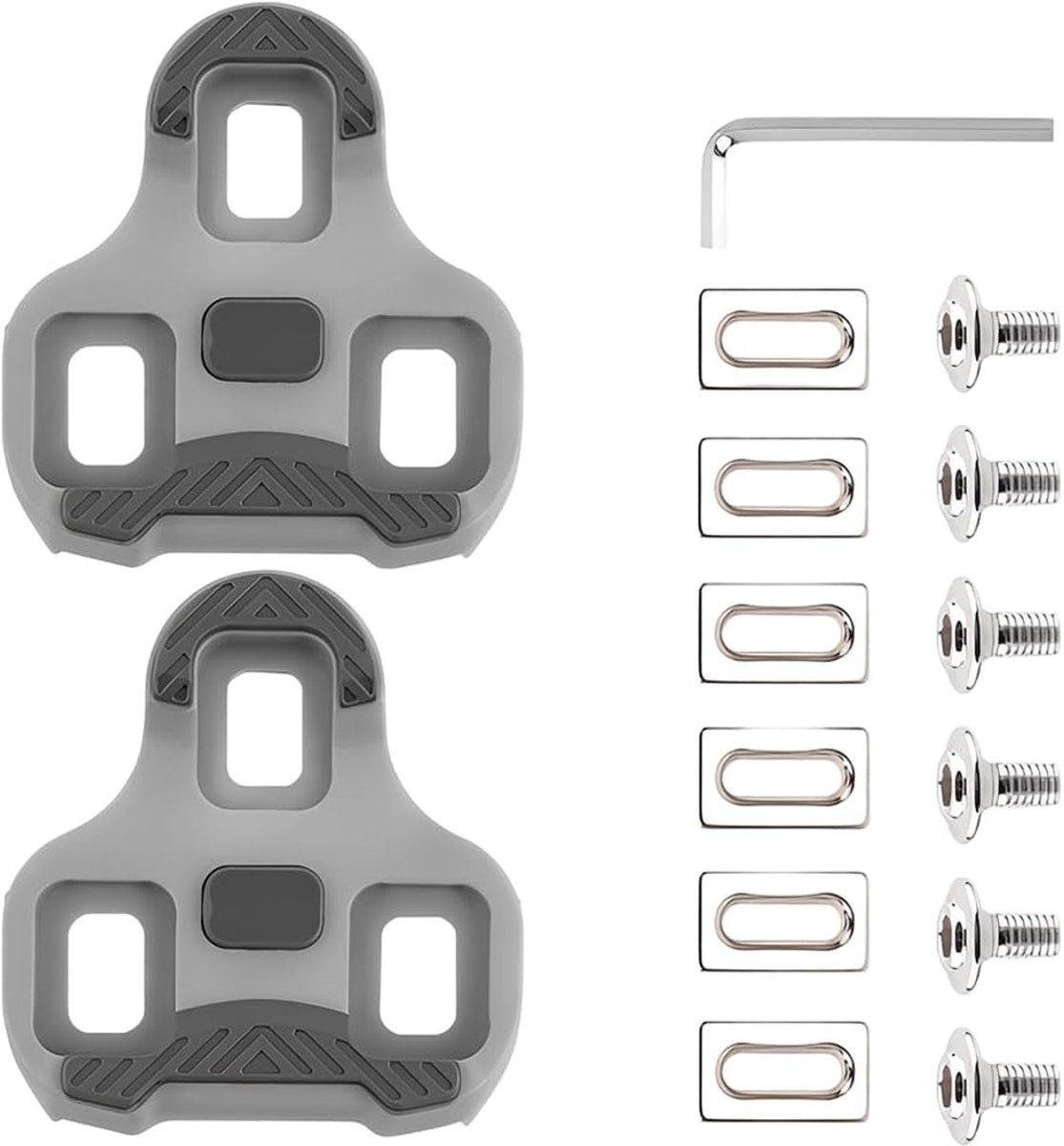 Racefietsen 4,5° Float, antislip, TPU, Keo Look, grijs, set met 3 gaten met montagetoebehoren - ShopVlot