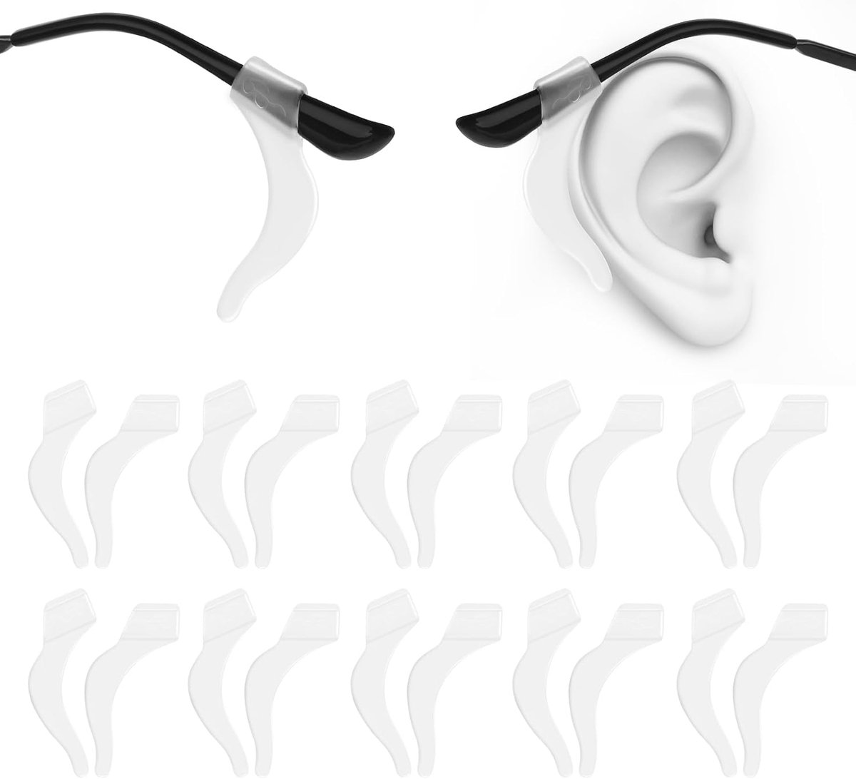WLLHYF 10 Pairs Silicone Ear Pads for Glasses Prevent Glasses Slipping Soft Comfortable Glasses Earhook Sleeves - ShopVlot