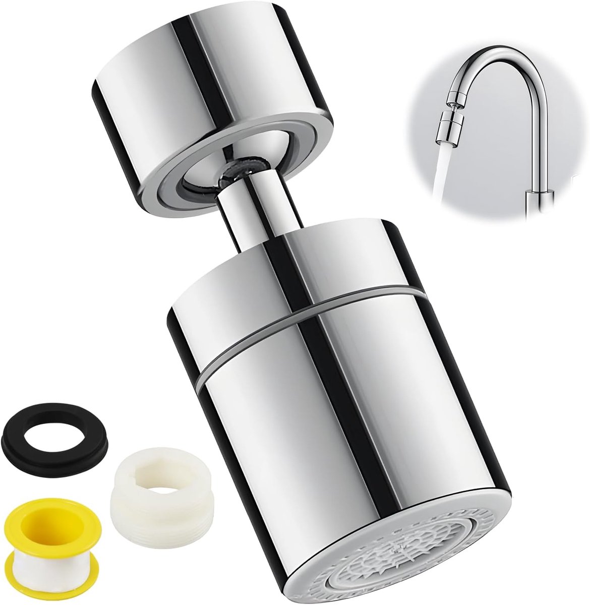 360° draaibare kraanbeluchter, beluchter kraan met twee modi, waterbesparend en verstelbare hoek M22/M24, accessoires - ShopVlot