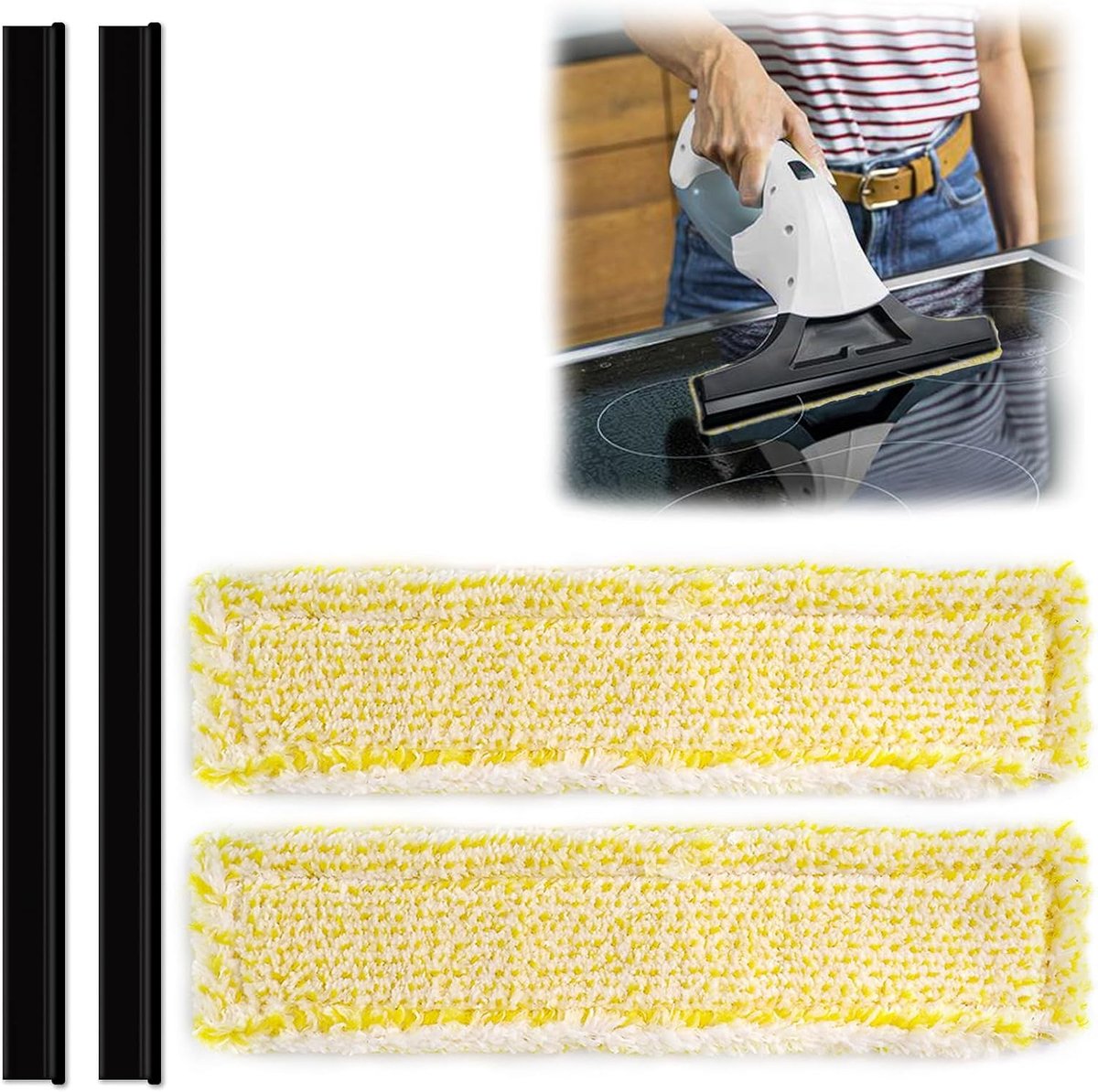 Set of 6 Floor Cloth Set Accessories for Kärcher Steam Cleaner SC 2/3/4/5, 3 Floor Cloths + 3 Covers with Velcro - ShopVlot