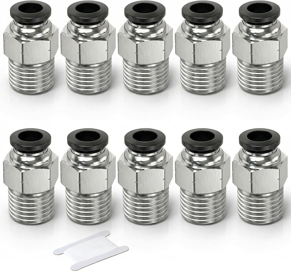 10 Pieces Set Push-to-Connect Pneumatic Couplings, 6mm Outer Diameter x 3/8" BSP Thread, Male Straight Air Pipe Quick - ShopVlot