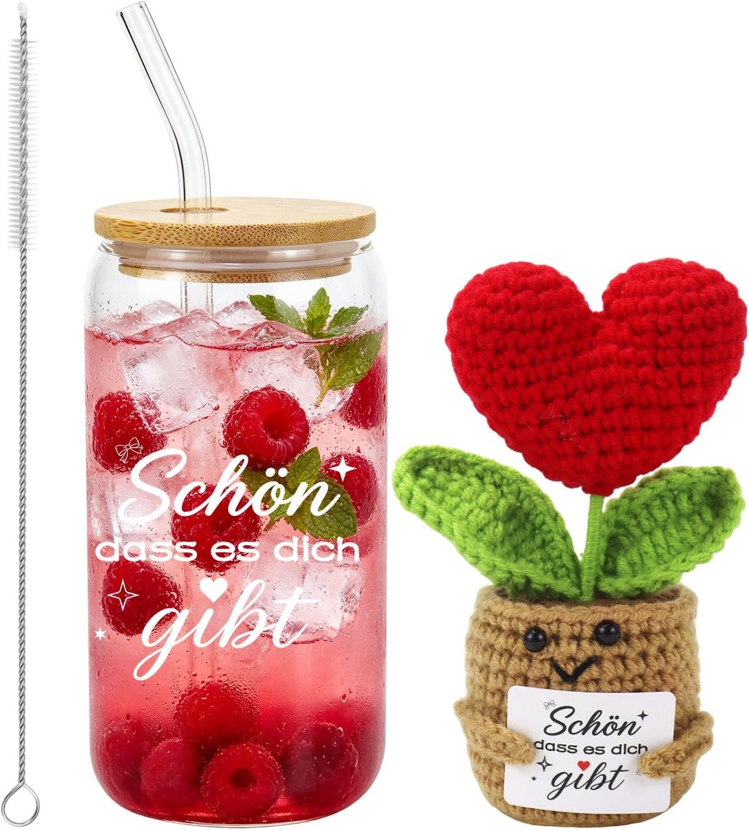 Beste vriendin cadeau 500 ml vriendschapscadeau met gebreide pop cadeau voor vrouwen gepersonaliseerd afstudeercadeau - ShopVlot