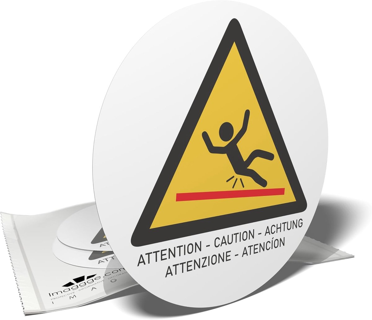 Informatiestickers – let op: gladde vloer – 3 ronde stickers – 10 cm - ShopVlot