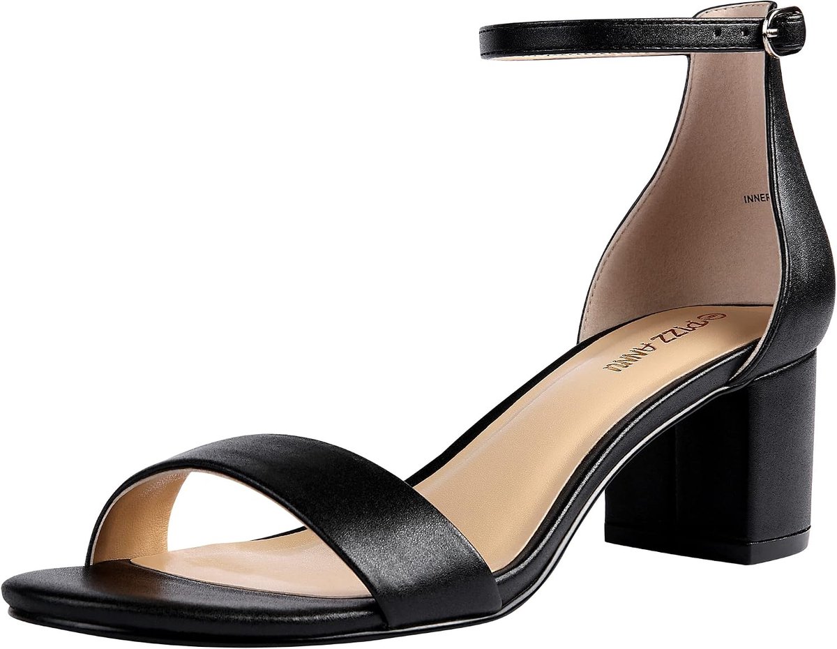 PIZZ ANNU Sandals Women Block Heel Shoes Non-slip Sole Comfortable Shoes with Adjustable Ankle Strap for Wedding - ShopVlot