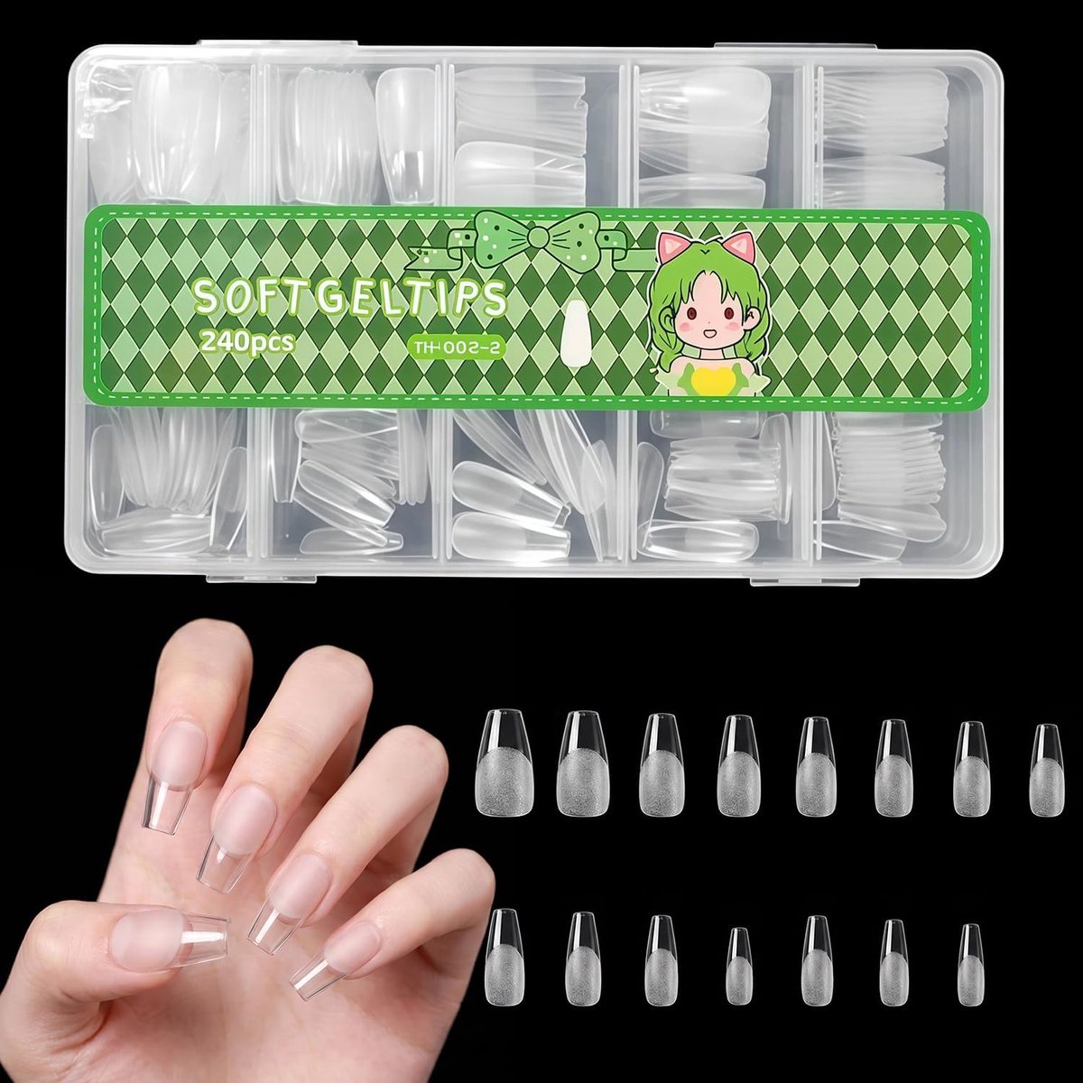 Trapeziumvormige nagelpunten 240 stuks - Middenlange gelnagelpunten - Doorzichtig acryl - Comfortabel dragen - ShopVlot