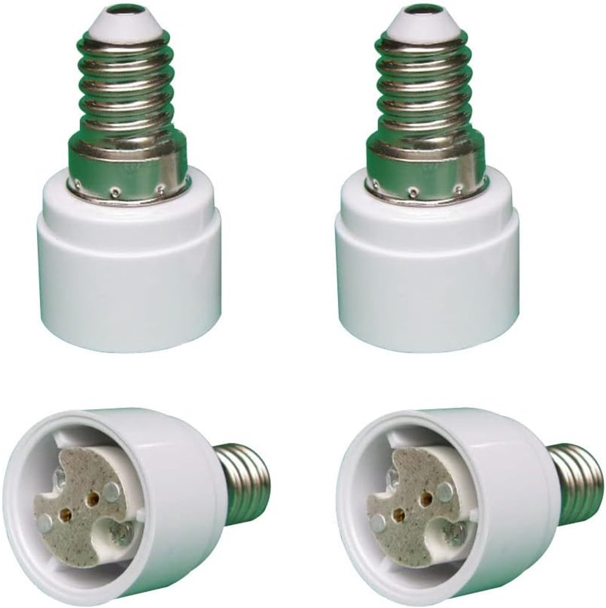 Lamp adapter E14 naar G4/MR16/GU5.3 - 4 stuks - plastic en aluminium - geschikt voor LED en halogeen - ShopVlot