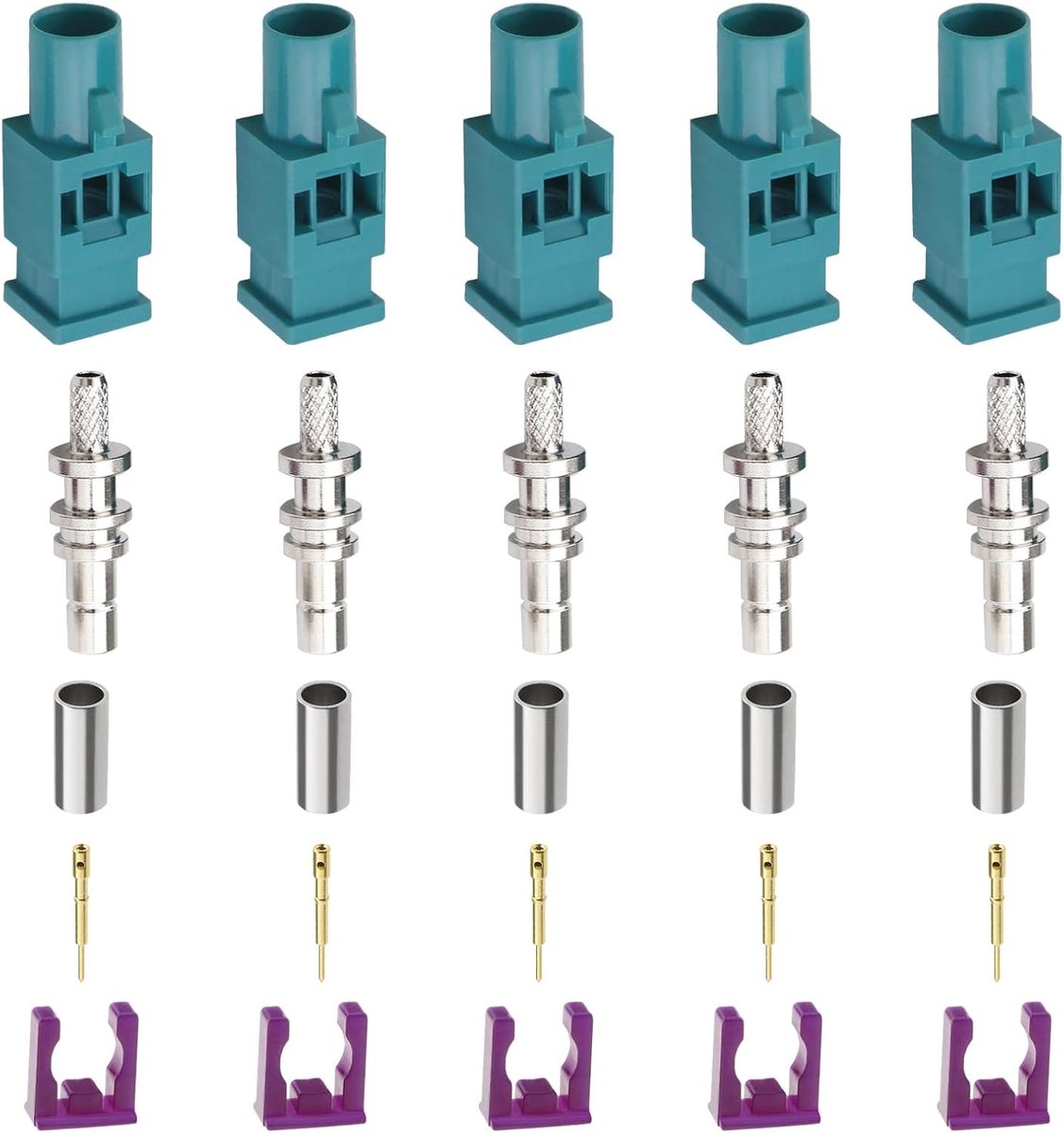 Fakra mannelijke antenneconnectoren - 5 sets - voor RG174/RG316 kabel - ideaal voor reparatie - ShopVlot