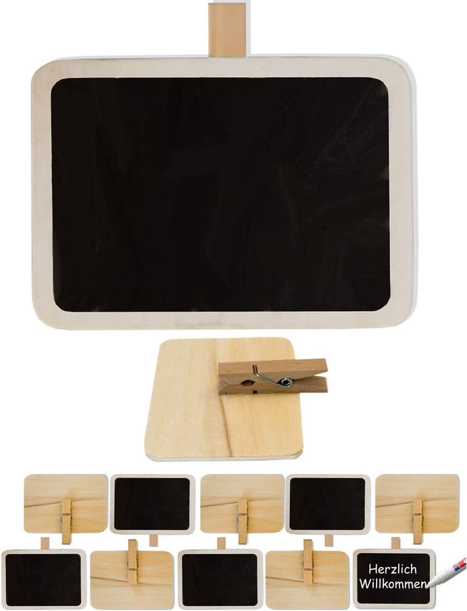 Houten naambordje met klem 10x - Vintage stijl - Buffetten en feesten - Decoratie voor bruiloften - ShopVlot