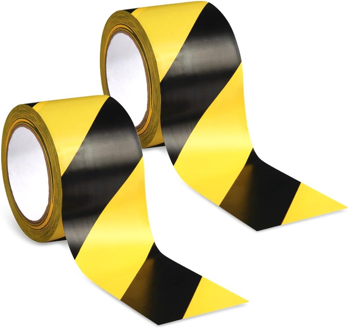 Afsluitband 48 mm x 33 m - PVC tape geel zwart - zelfklevend - ideaal voor vloermarkering - ShopVlot