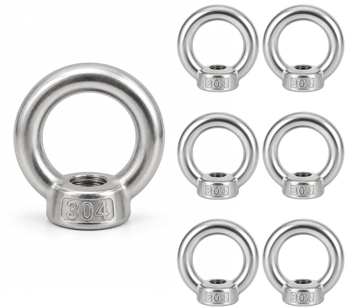 Oogmoeren M10 - 304 roestvrij staal - ringmoeren voor bevestigen - ideaal voor touwmontage - ShopVlot