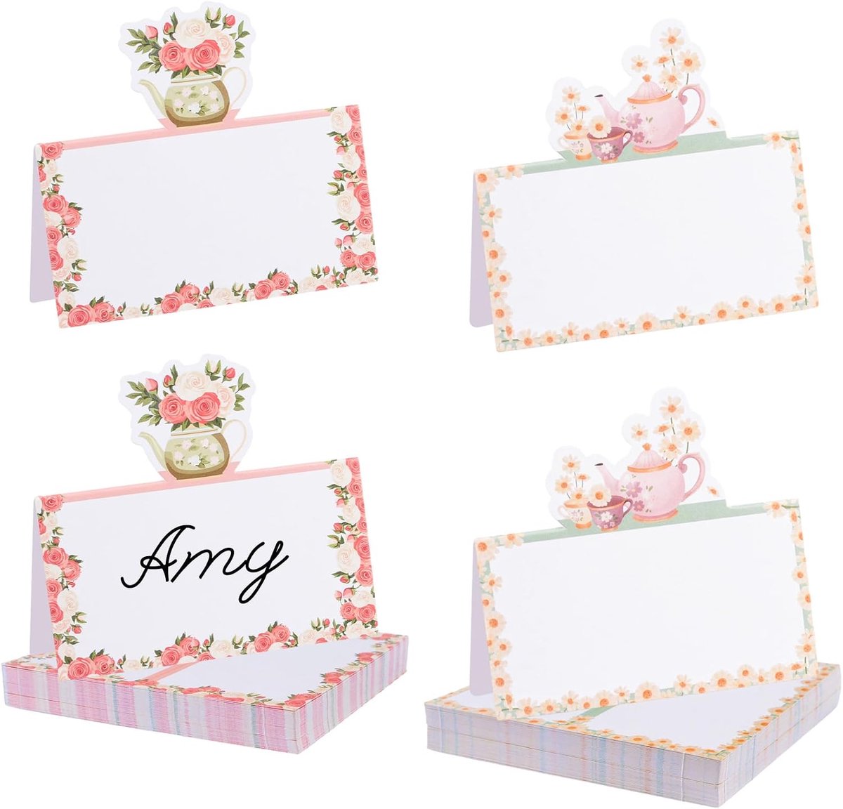Tafelplaatskaarten 100pcs - Vintage Bloemen - Vouwtent Naamkaarten - Perfect voor Theefeestjes - ShopVlot