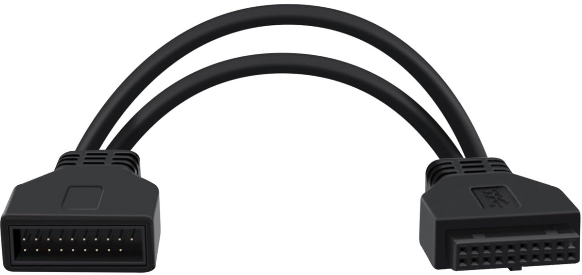 USB 3.0 hoofdheader extensiekabel 0,3 m - zwart - 19/20 pin - snelle gegevensoverdracht 5Gbps - ShopVlot