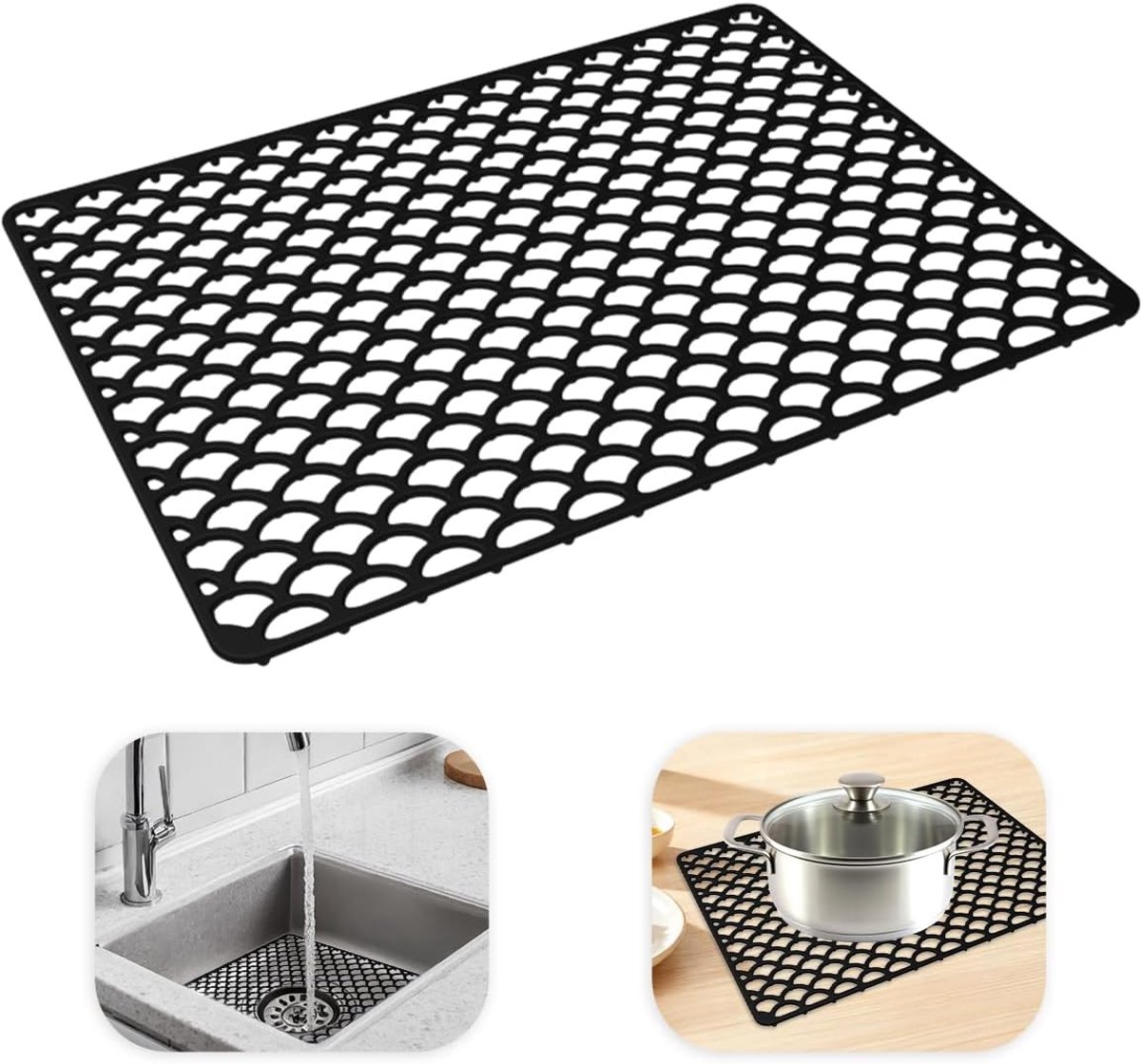 Afwasbakmat 42 x 31cm - Siliconen Afwasbakinlay - Antislip Mat - Bescherming voor Tafelgerei - ShopVlot