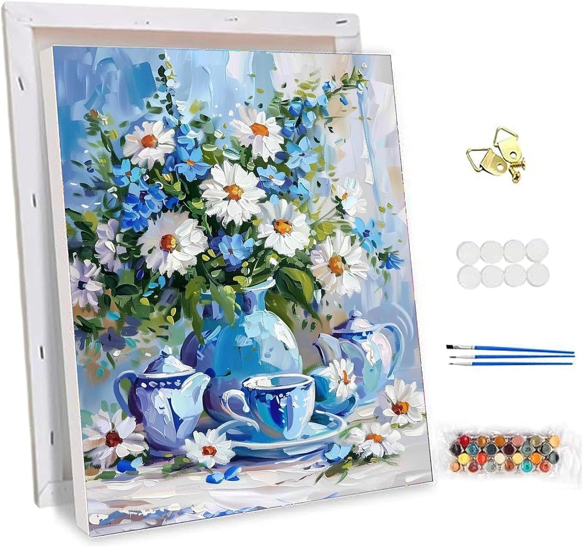 Schilderen op nummer met lijst 30x40cm - bloemen DIY olieverf kit - eenvoudig en leuk - voor thuisdecoratie - ShopVlot