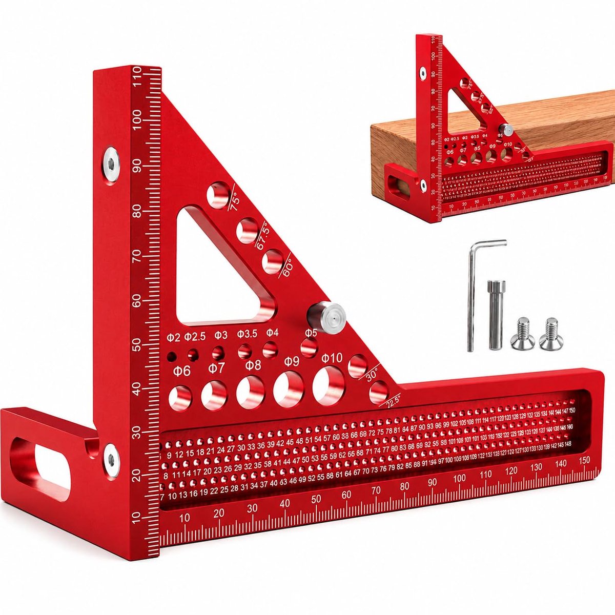 3D Multi-Angle Meetlat 22.5-90 Graden - Aluminium Legger - Hoge Precisie - Ideaal voor Houtbewerking - ShopVlot
