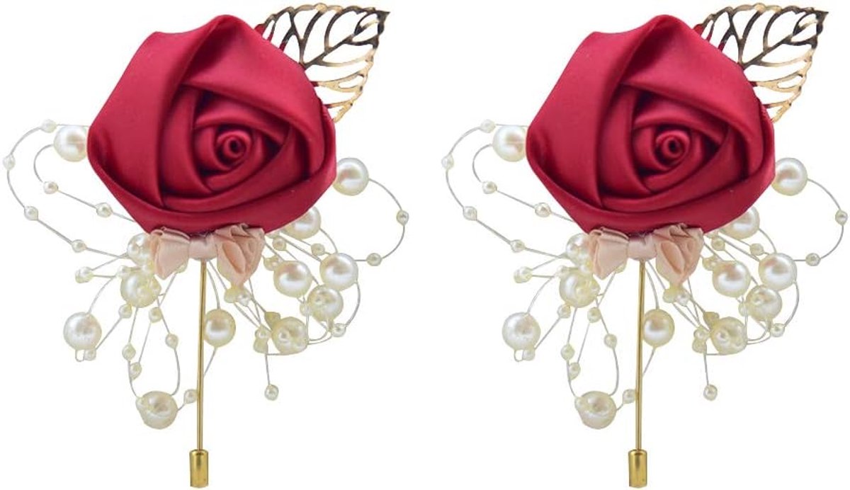 Bruiloft decoratie set - 2 stuks boutonnières - voor bruidsmeisjes - elegante uitstraling - m-winkel
