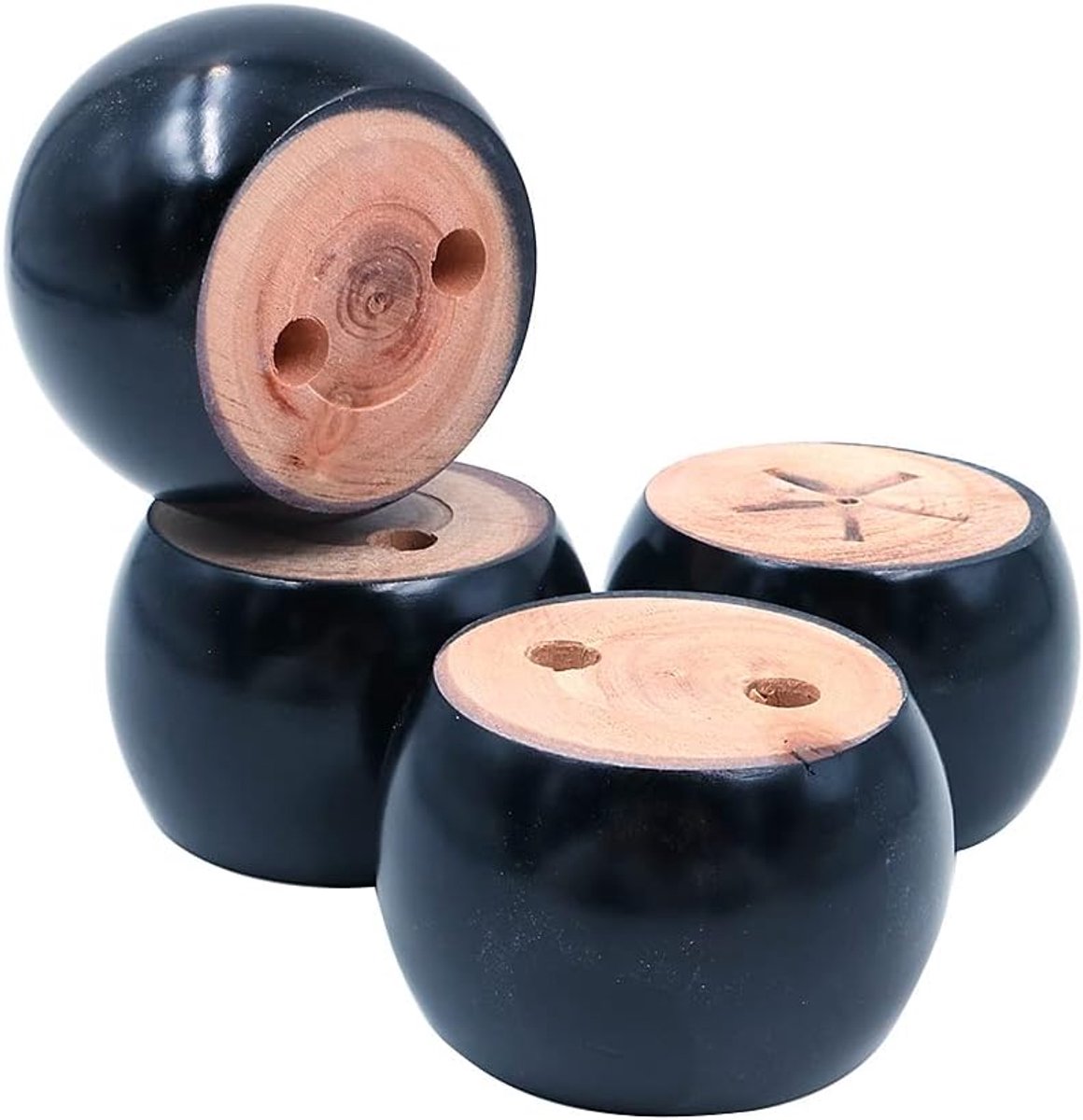 Set van 4 Zwarte Houten Poten 5 cm - Vervangende Ronde Poten - Duurzaam en Stijlvol - Voor Meubels - ShopVlot