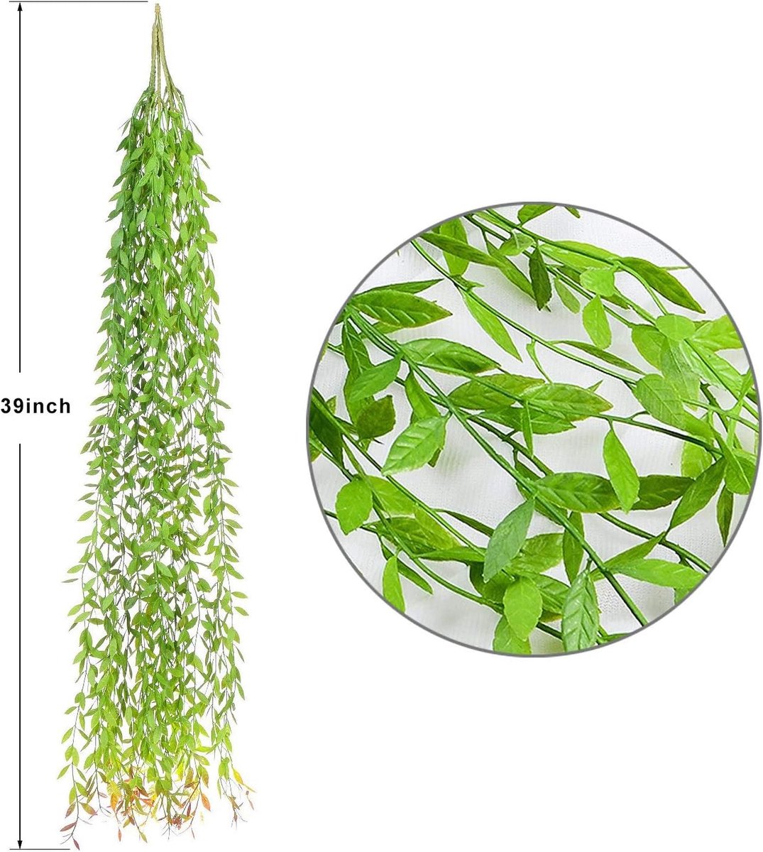 Kunststof wilgenwicker hangplant 100cm - Rattan groen blad - Decoratieve binnenplanten - Creëer een frisse sfeer - ShopVlot