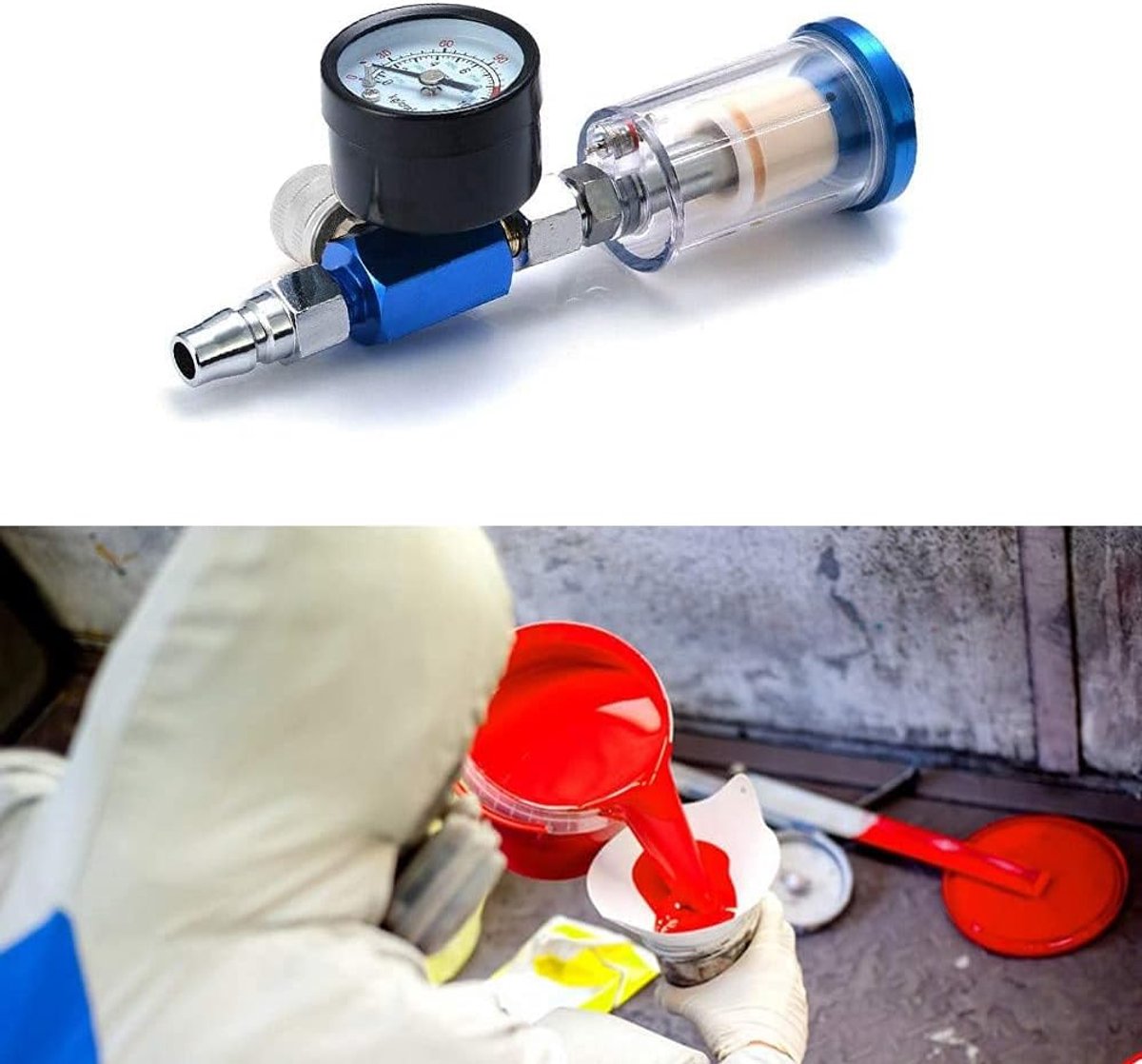 Spuitpistool drukregelaar - 140PSI - In-line waterafscheider - Voor optimale verfresultaten - ShopVlot