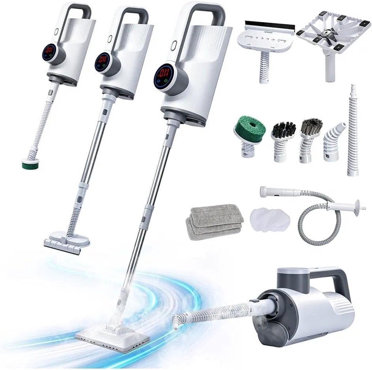 Multifunctionele stoomreiniger 6-in-1 - handapparaat met 2 modi - 400 ml watertank met led-display - ShopVlot